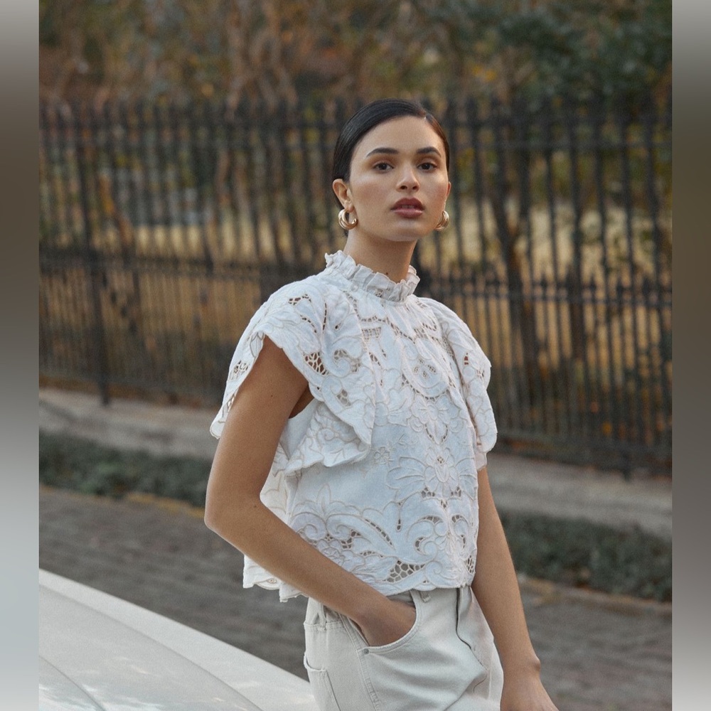 Anthropologie lace blouse (model wearing white but listing is yellow)